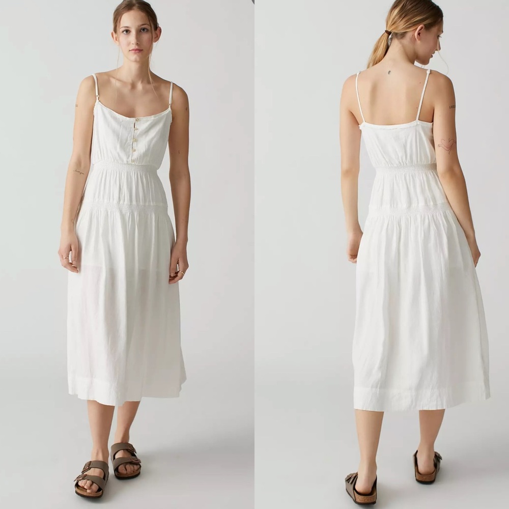 UO White Linen Blend Midi Dress